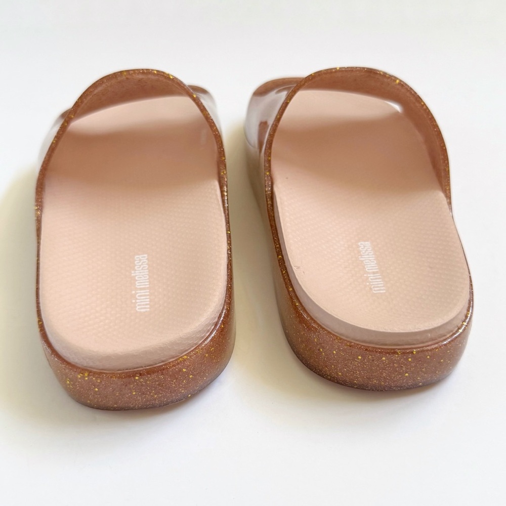 MINI MELISSA ROSE GOLD PINK GLITTER CLOUD SLIDE JELLY SANDALS - Picture 4 of 10